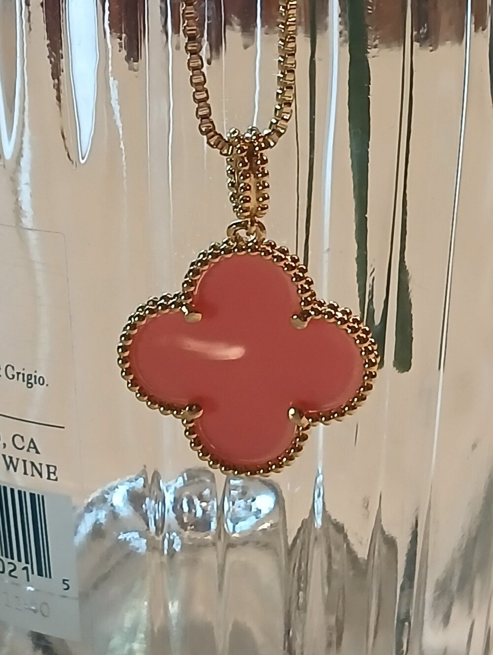 Beautiful 18K Gold Filled Pink Quadrafoil Necklace